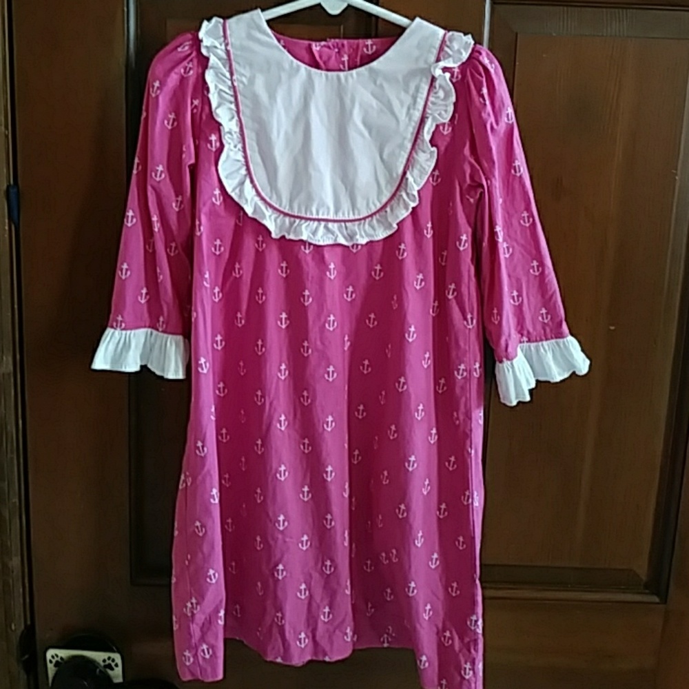 Posh Pickle pink anchor print bib front dress sz 5